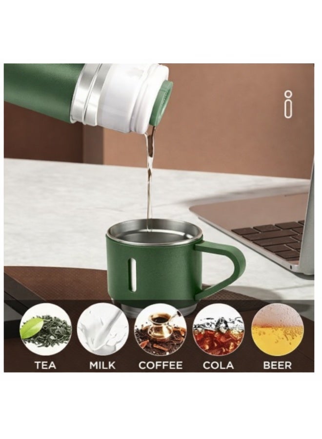 Vacuum Flask كوب ترمس أصلي سعة 500 مل مع 3 أكواب -اخضر - Image 3